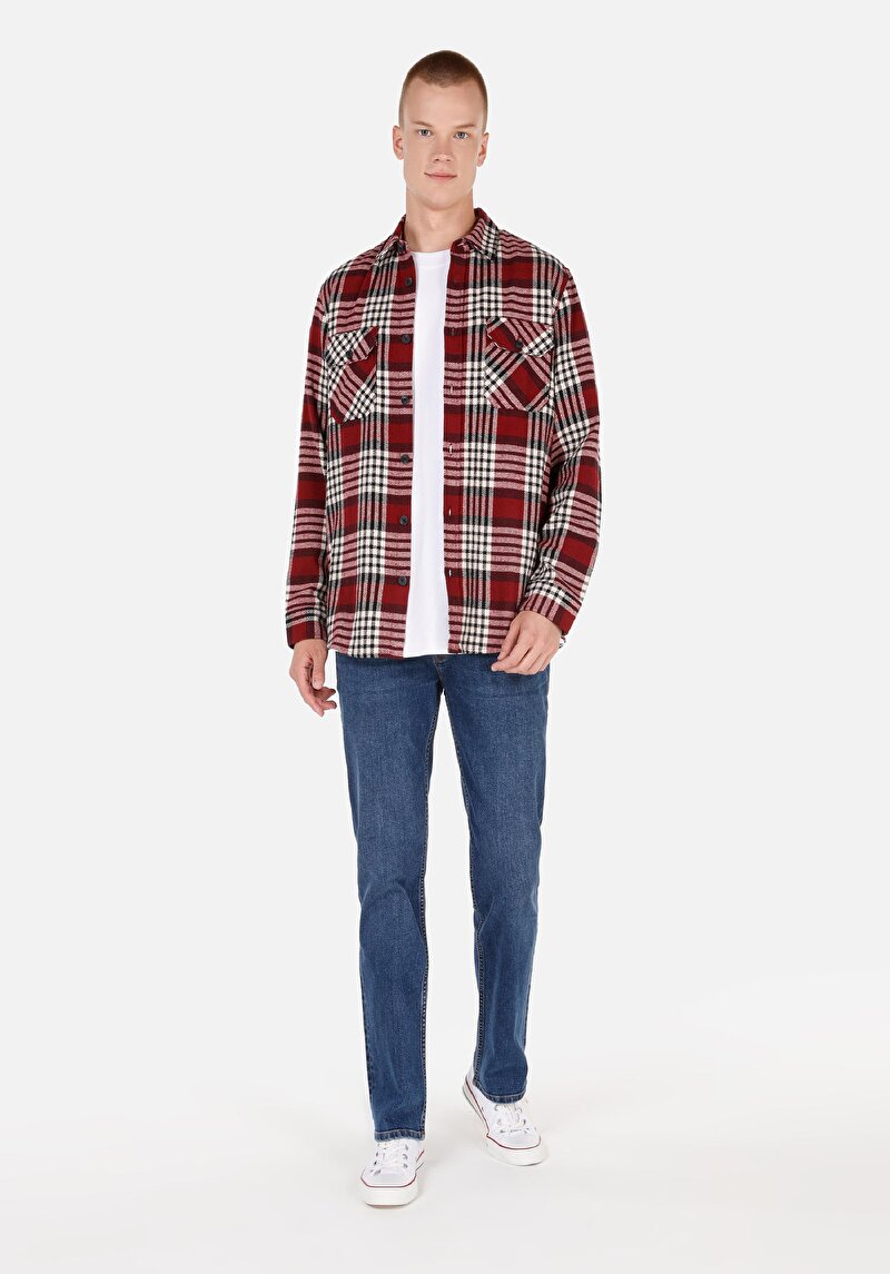 Regular Fit Orta Bel Düz Paça Erkek İndigo Jean Pantolon