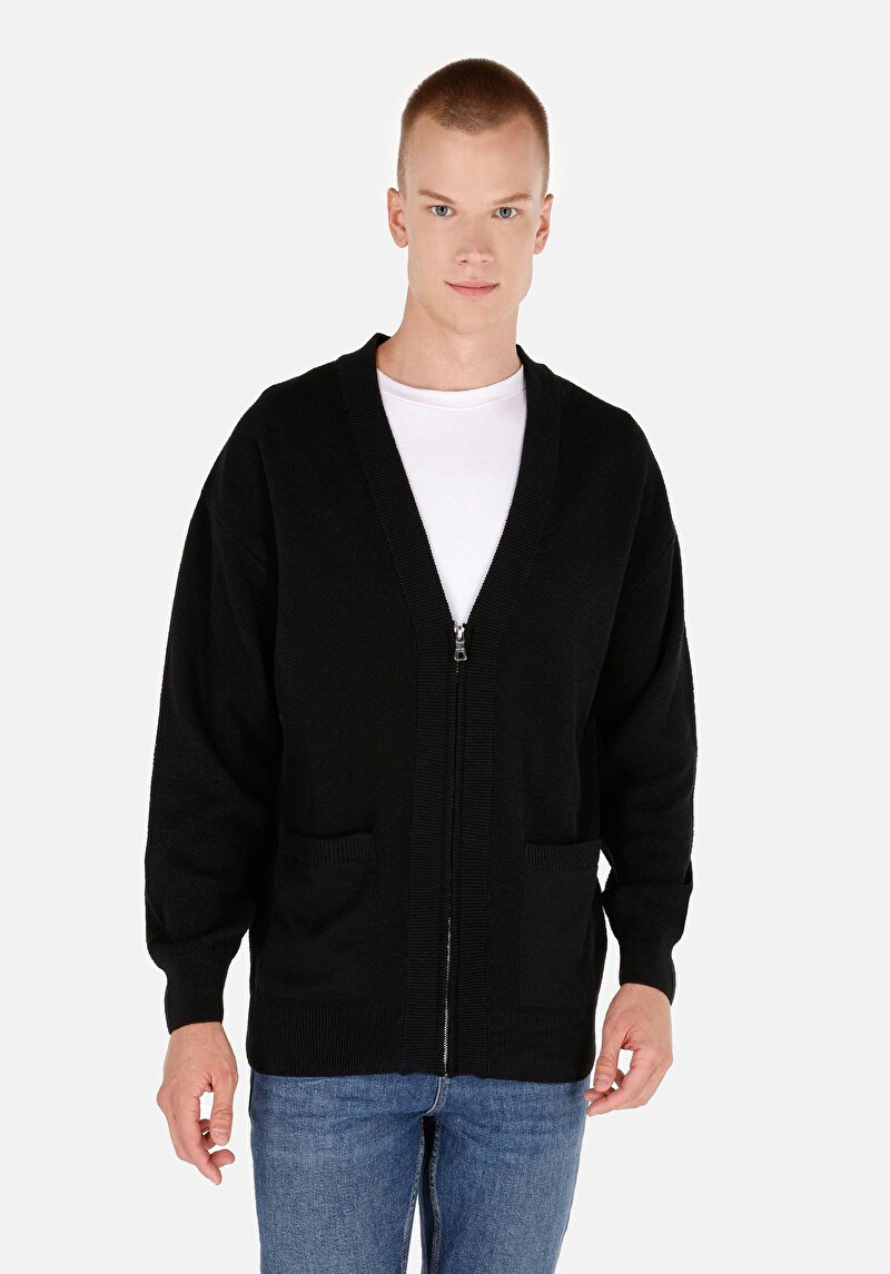 Comfort Fit   Erkek Siyah Hırka