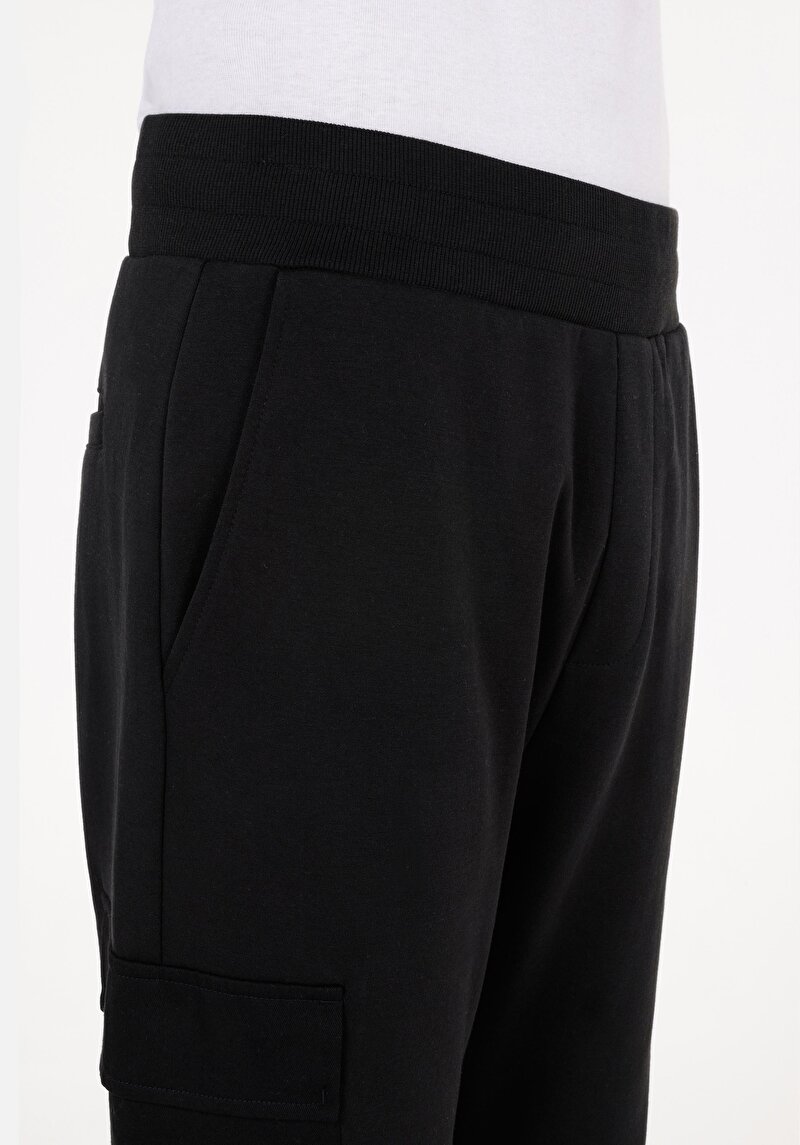 Slim Fit Orta Bel  Erkek Siyah Eşofman Altı