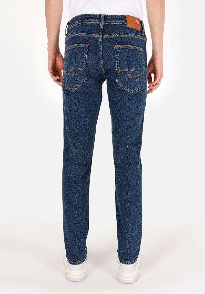 Straight Fit Erkek Lacivert Jean Pantolon