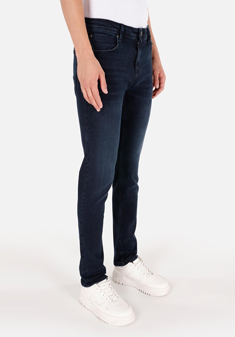 Straight Fit Erkek İndigo Jean Pantolon
