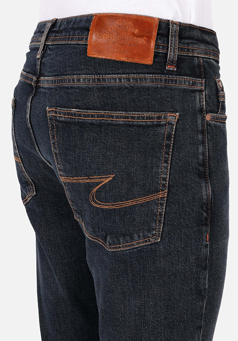 Regular Fit Orta Bel Daralan Paça Erkek İndigo Jean Pantolon