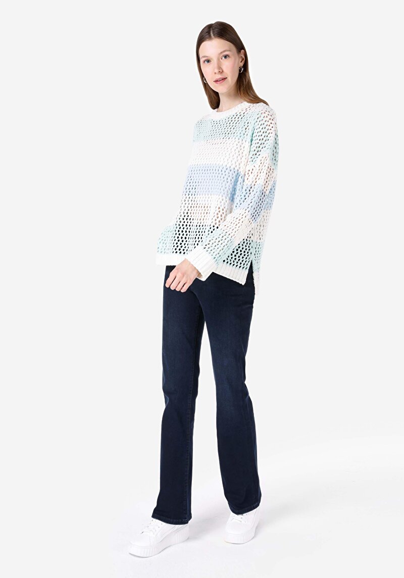 Comfort Fit Yuvarlak Yaka Kadın Çok Renkli Kazak Cl1067363