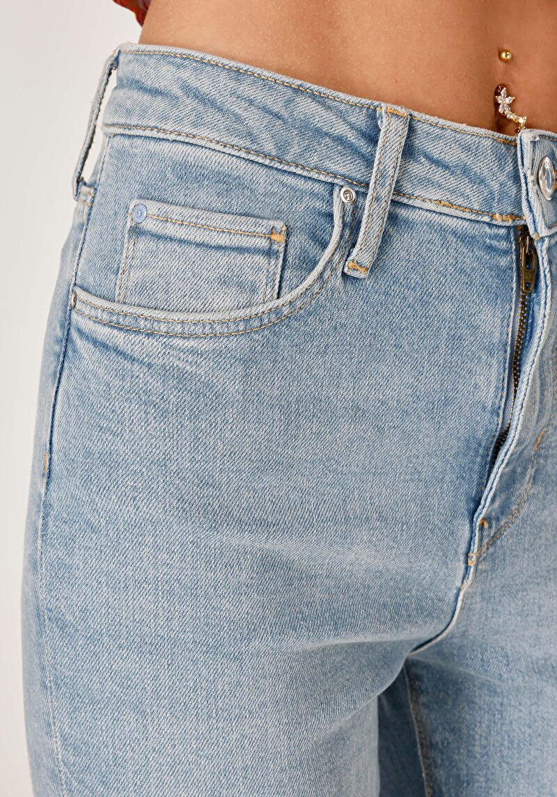 Skinny Fit Yüksek Bel Dar Paça Kadın İndigo Jean Pantolon