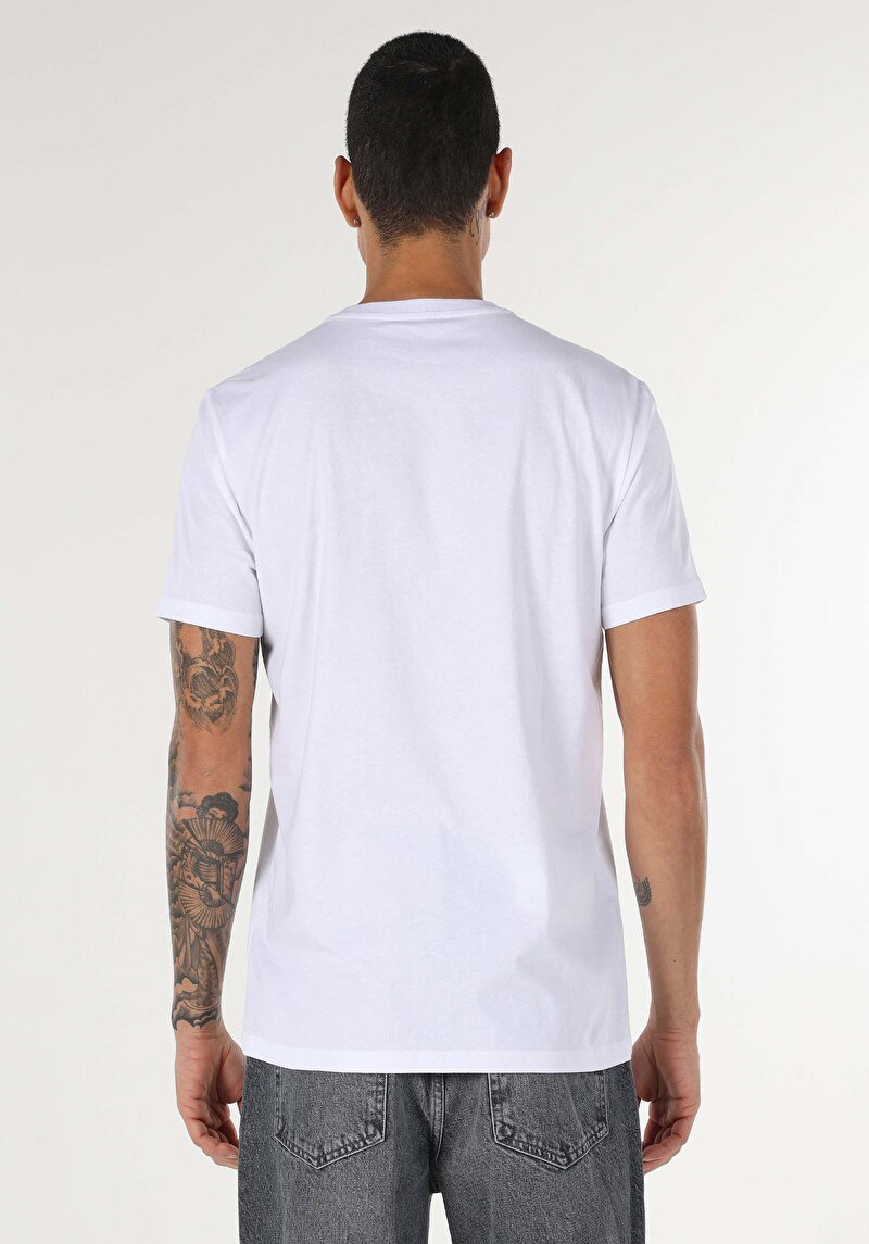 Regular Fit Yuvarlak Yaka Düz Erkek Beyaz Kısa Kol Tişört
