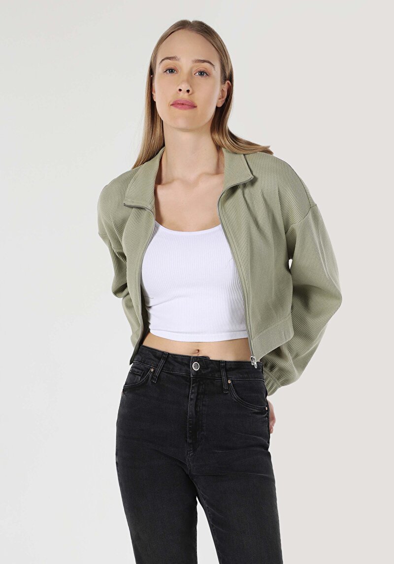 Regular Fit Fermuarlı Astarlı Kadın Ceket