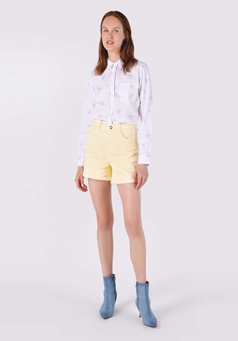 Mom Short Yüksek Bel Kadın Açik Kahve Jean Şort