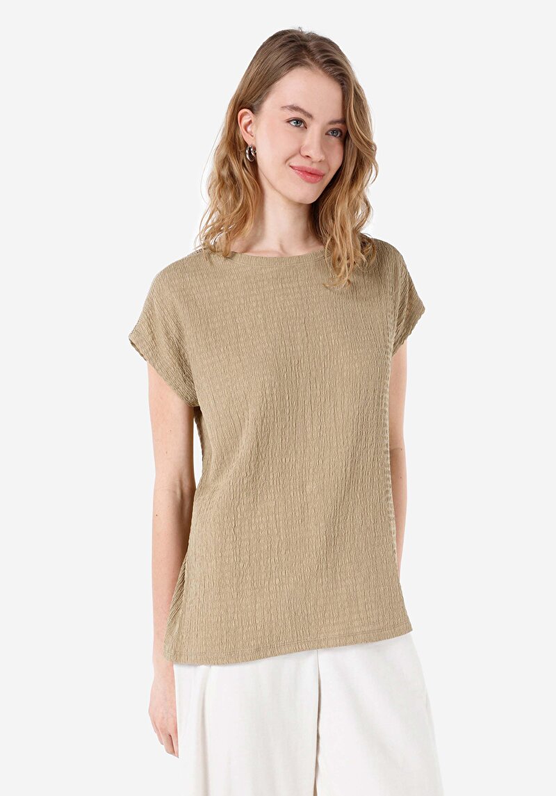 Regular Fit Yuvarlak Yaka Düz Kadın Kısa Kol Tişört