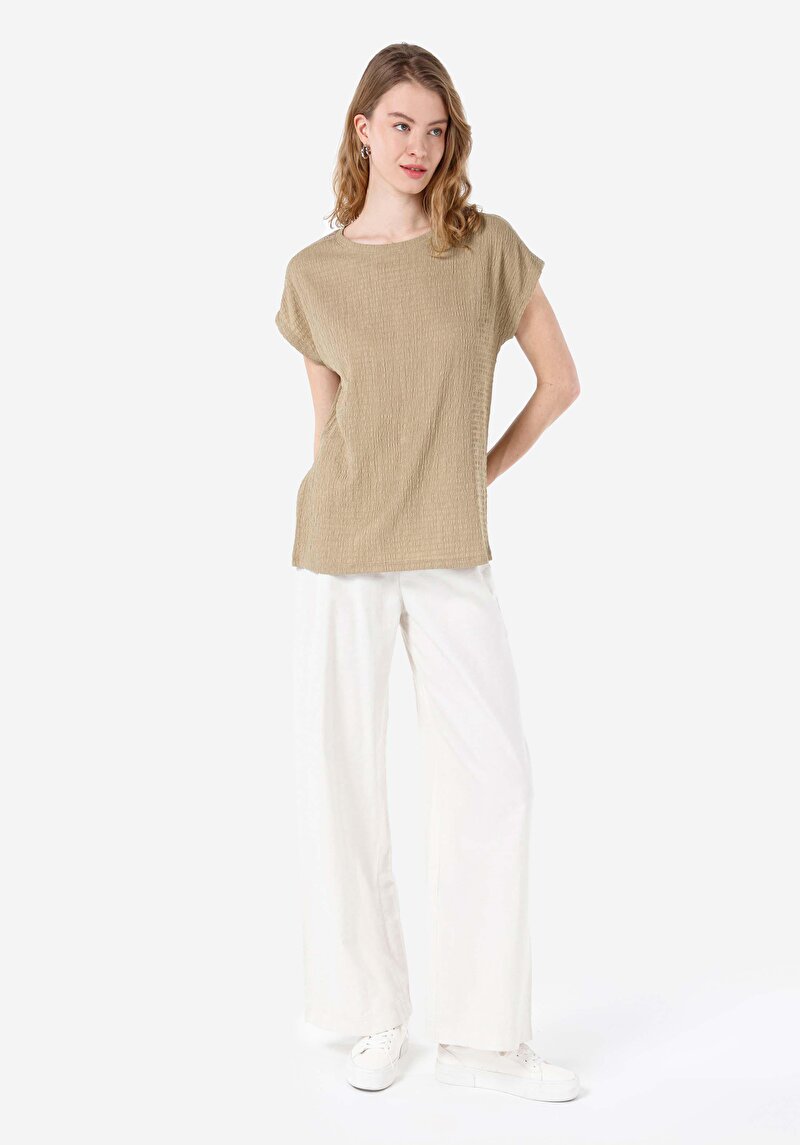 Regular Fit Yuvarlak Yaka Düz Kadın Kısa Kol Tişört