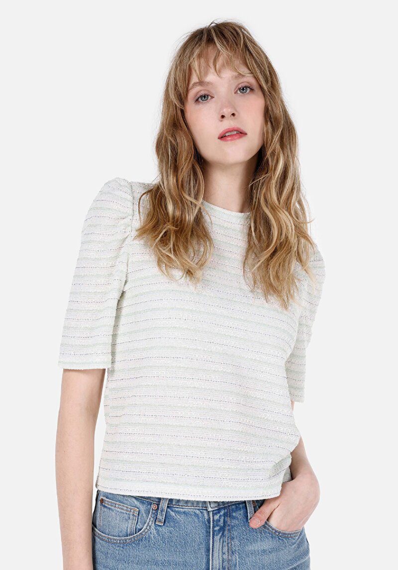 Regular Fit Yuvarlak Yaka Kadın Beyaz Kısa Kol Tişört