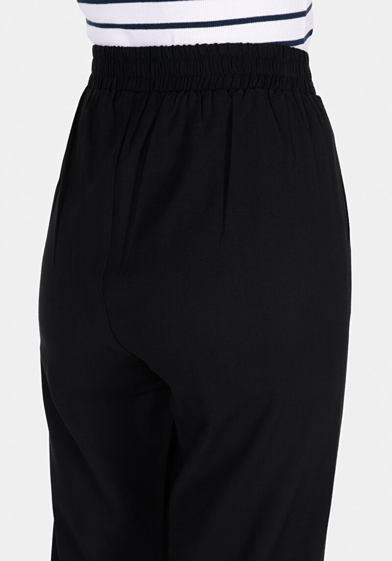 Regular Fit Düşük Bel Düz Paça Kadın Siyah  Pantolon