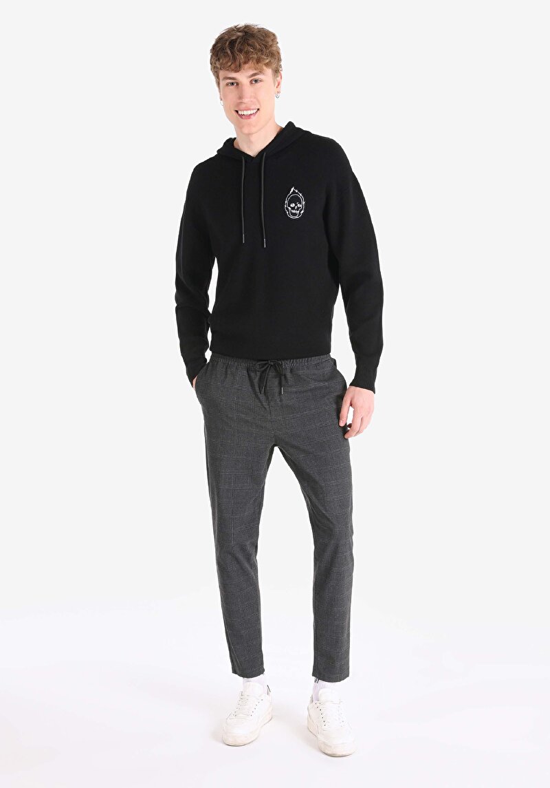 Slim Fit Orta Bel Düz Paça Erkek Antrasit Pantolon