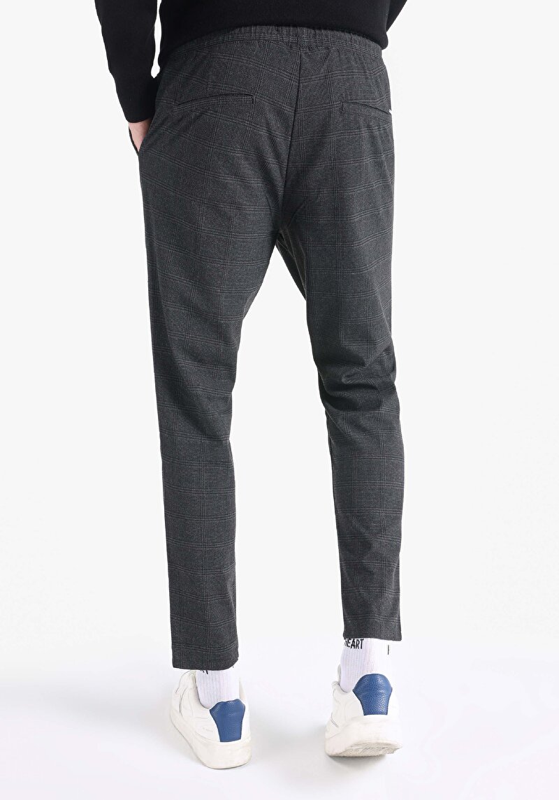 Slim Fit Orta Bel Düz Paça Erkek Antrasit Pantolon