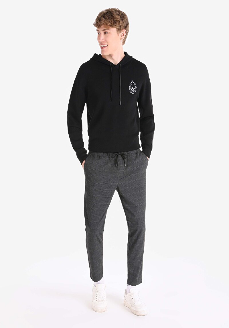 Slim Fit Orta Bel Düz Paça Erkek Antrasit Pantolon