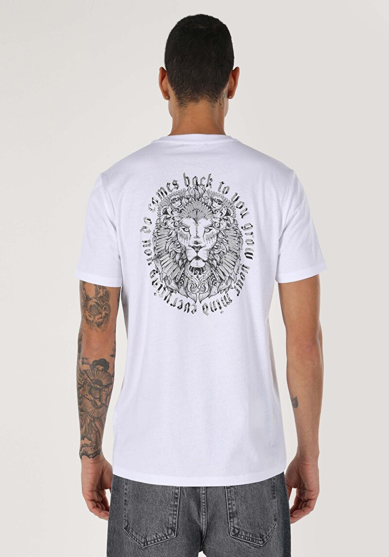 Regular Fit Yuvarlak Yaka Düz Erkek Beyaz Kısa Kol Tişört