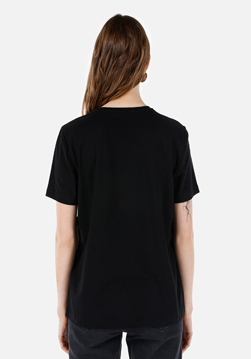 Regular Fit Yuvarlak Yaka Kadın Siyah Kısa Kol Tişört