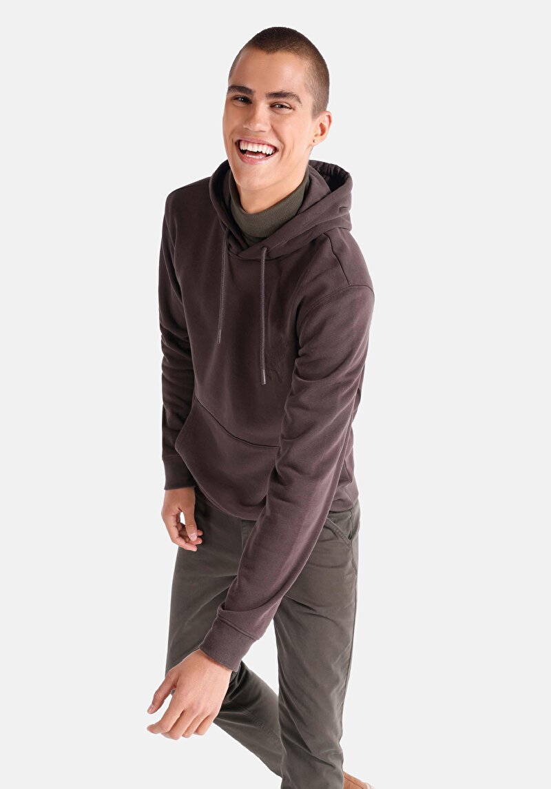 Regular Fit Örme Erkek Kahverengi Sweatshirt