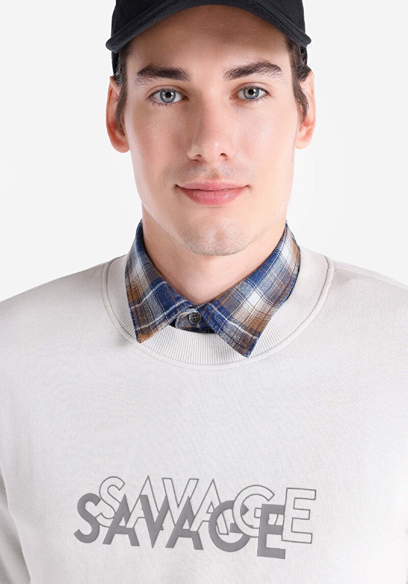 Regular Fit   Erkek Taş Sweatshirt