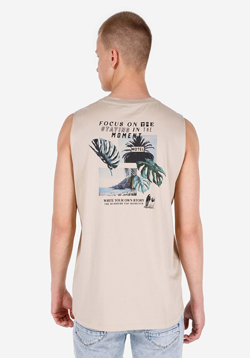 Regular Fit Erkek Bej Atlet