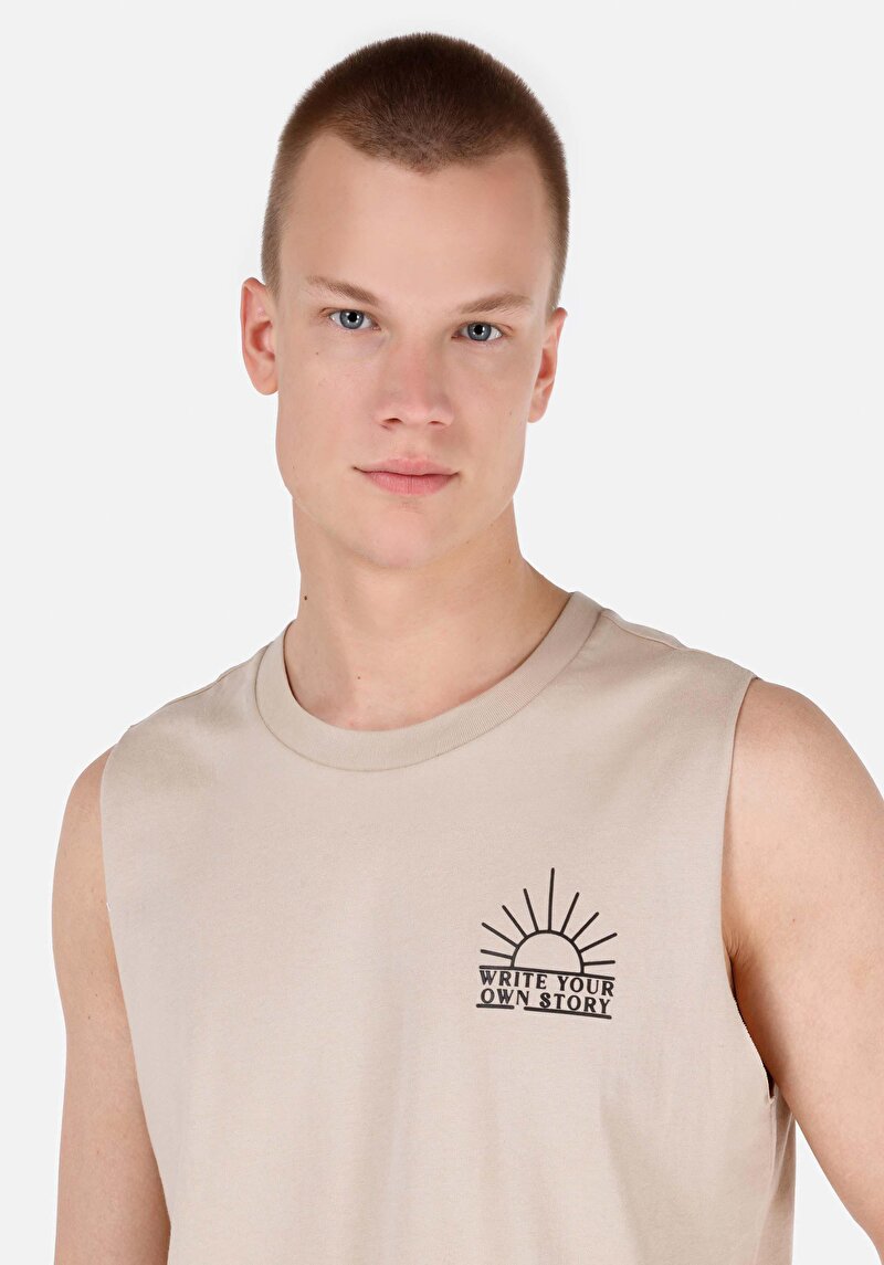 Regular Fit Erkek Bej Atlet