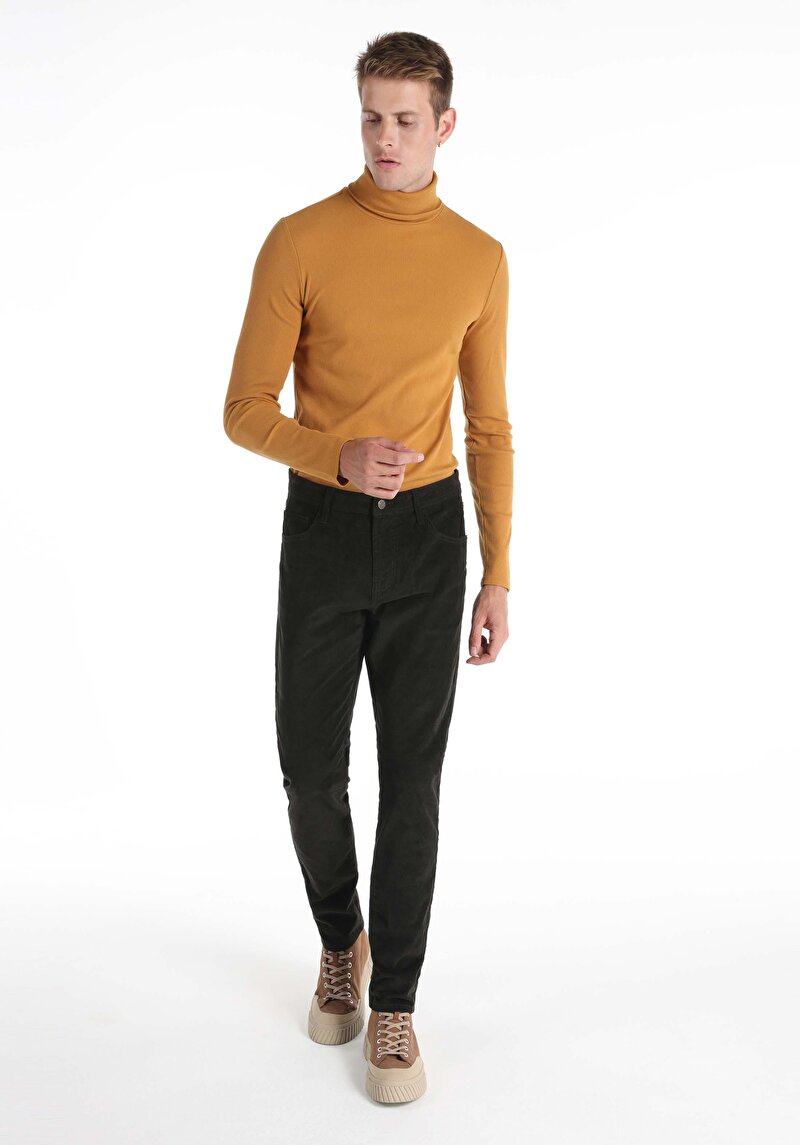 Straıght Fıt Orta Bel Düz Paça Erkek Yeşil Pantolon