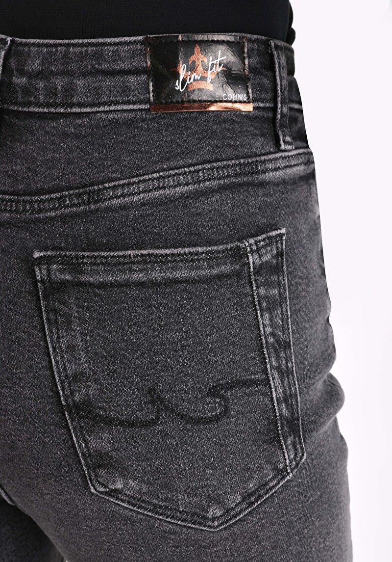 Slim Fit Orta Bel Daralan Paça Kadın Denim Jean Pantolon