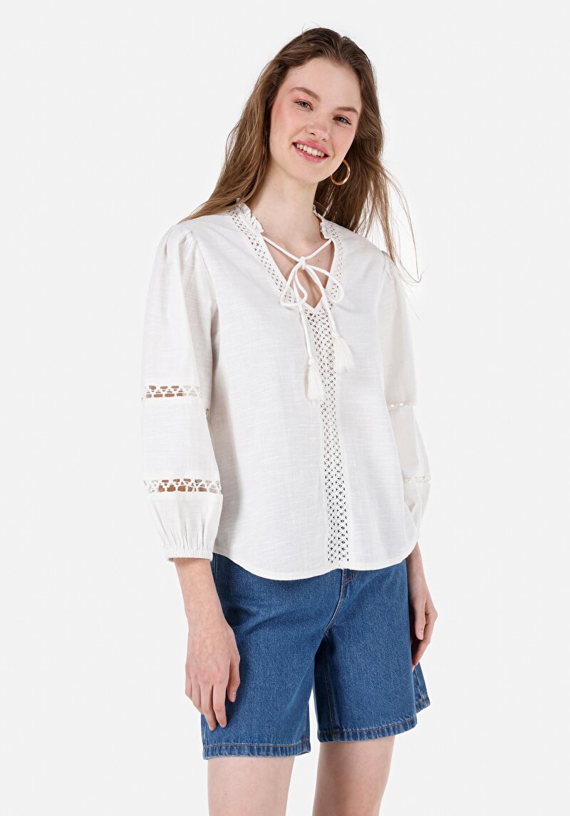 Regular Fit Kadın Beyaz Gömlek