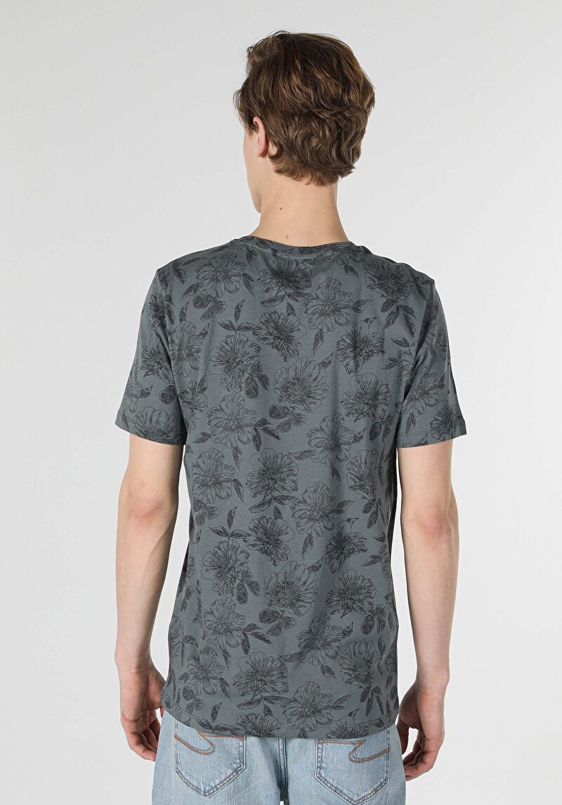 Regular Fit Bisiklet Yaka Yeşil Erkek Kısa Kol Tişört Cl1059557