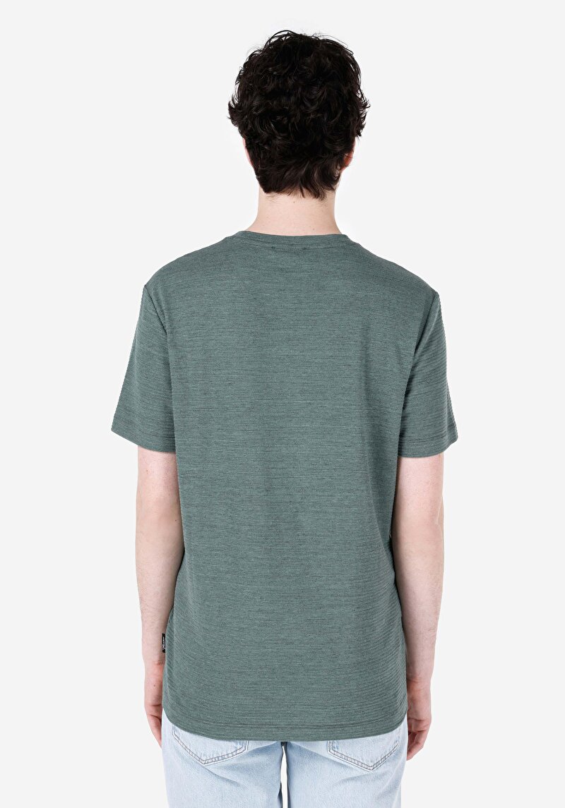 Regular Fit Yuvarlak Yaka Jakarlı Erkek Yeşil Kısa Kol Tişört