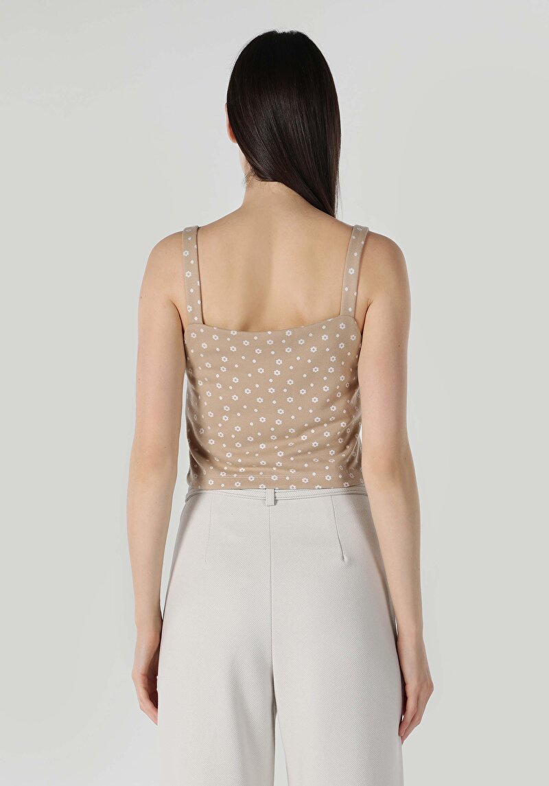Slim Fit Kadın Bej Atlet