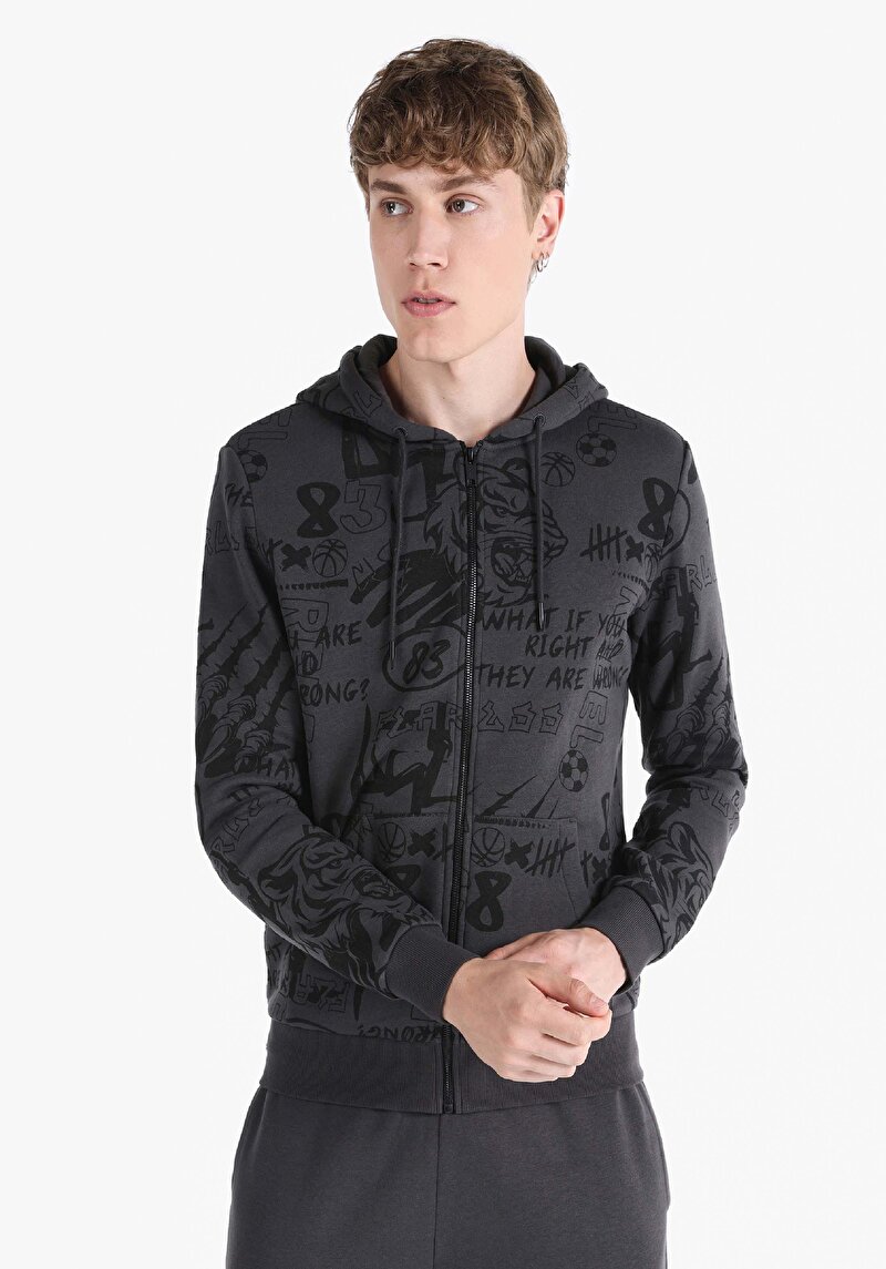 Slim Fit Erkek Antrasit Sweatshirt