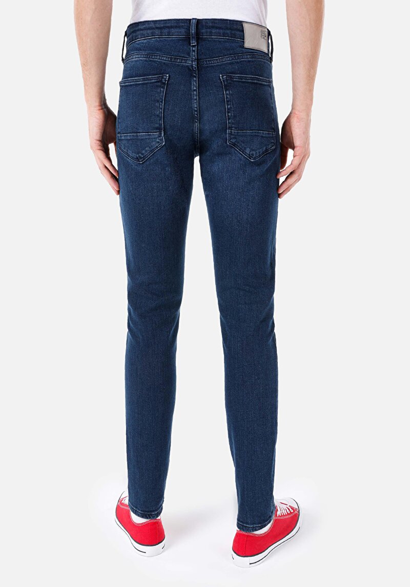 Slim Fit Erkek İndigo Jean Pantolon