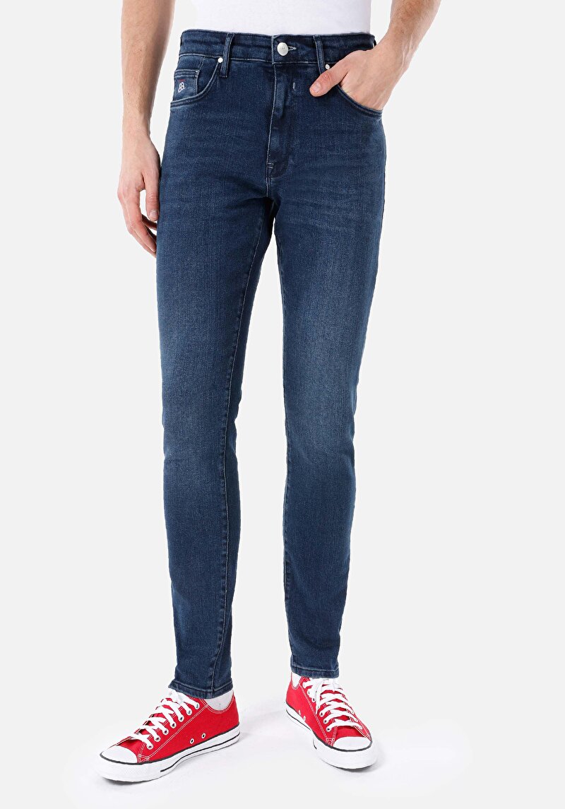Slim Fit Erkek İndigo Jean Pantolon