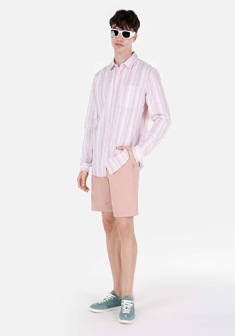 Regular Fit Orta Bel Düz Erkek Turuncu Şort