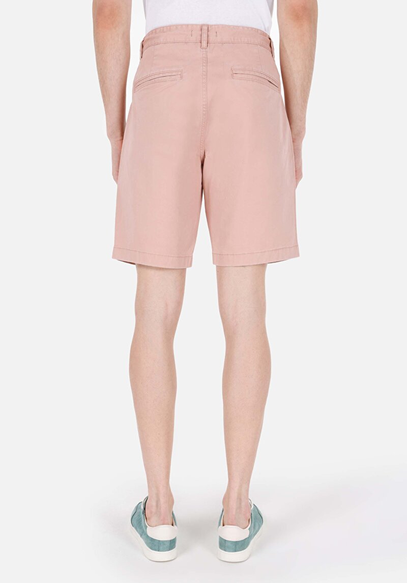 Regular Fit Orta Bel Düz Erkek Turuncu Şort