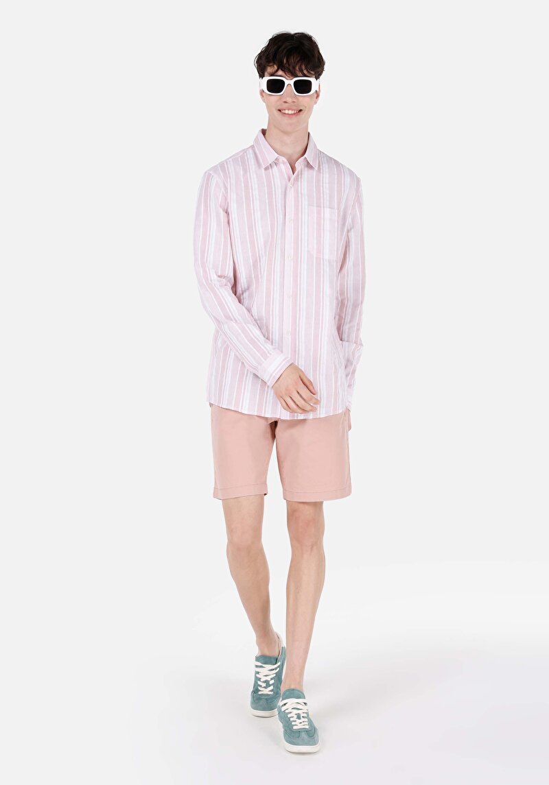 Regular Fit Orta Bel Düz Erkek Turuncu Şort