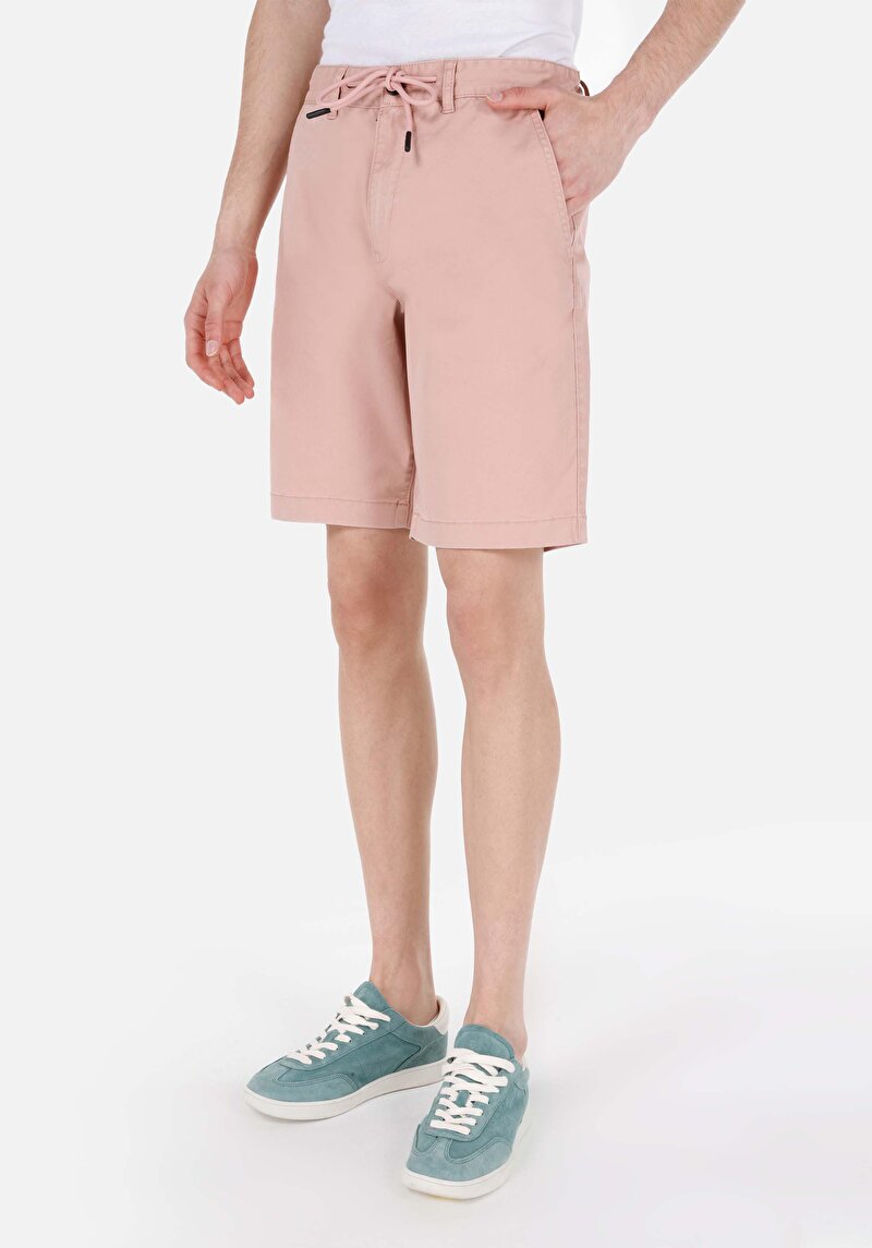 Regular Fit Orta Bel Düz Erkek Turuncu Şort