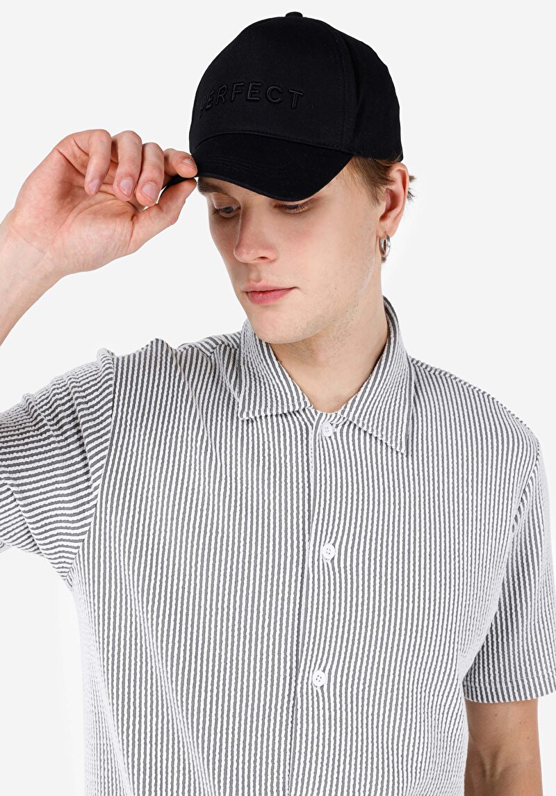 Regular Fit Shirt Neck Jakarlı Erkek Gri Kısa Kol Tişört