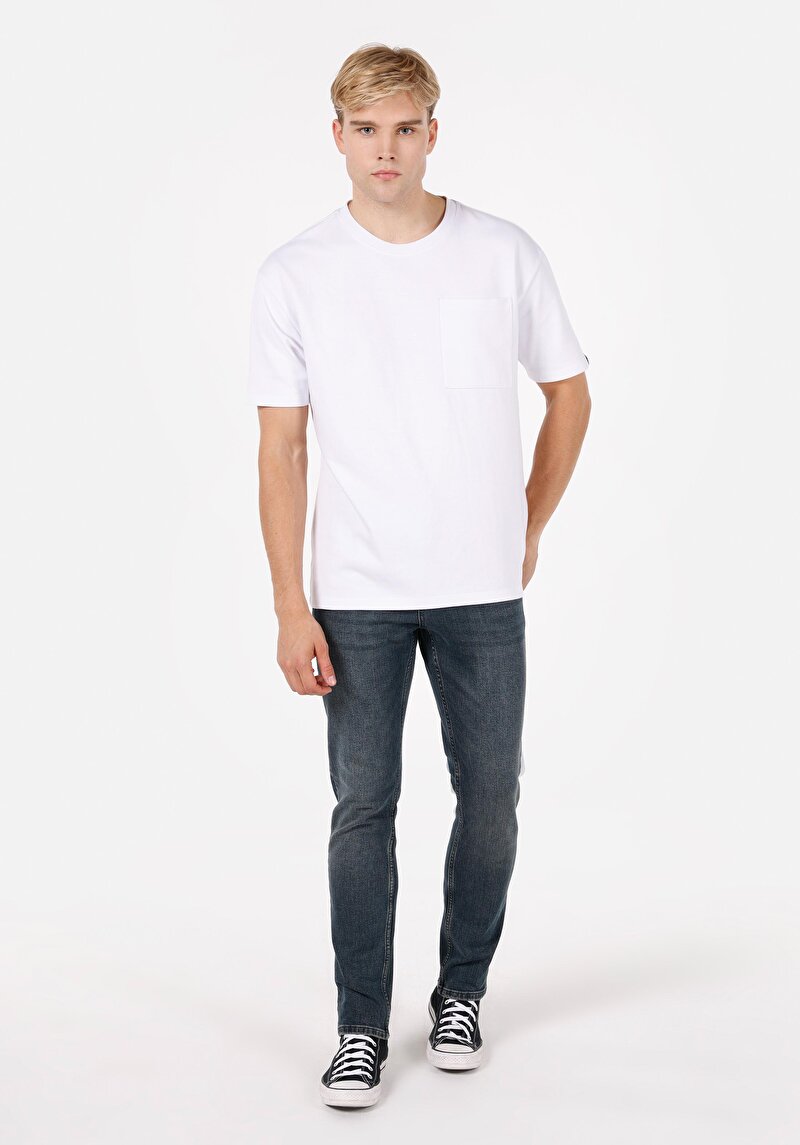 Straight Fit Erkek İndigo Jean Pantolon