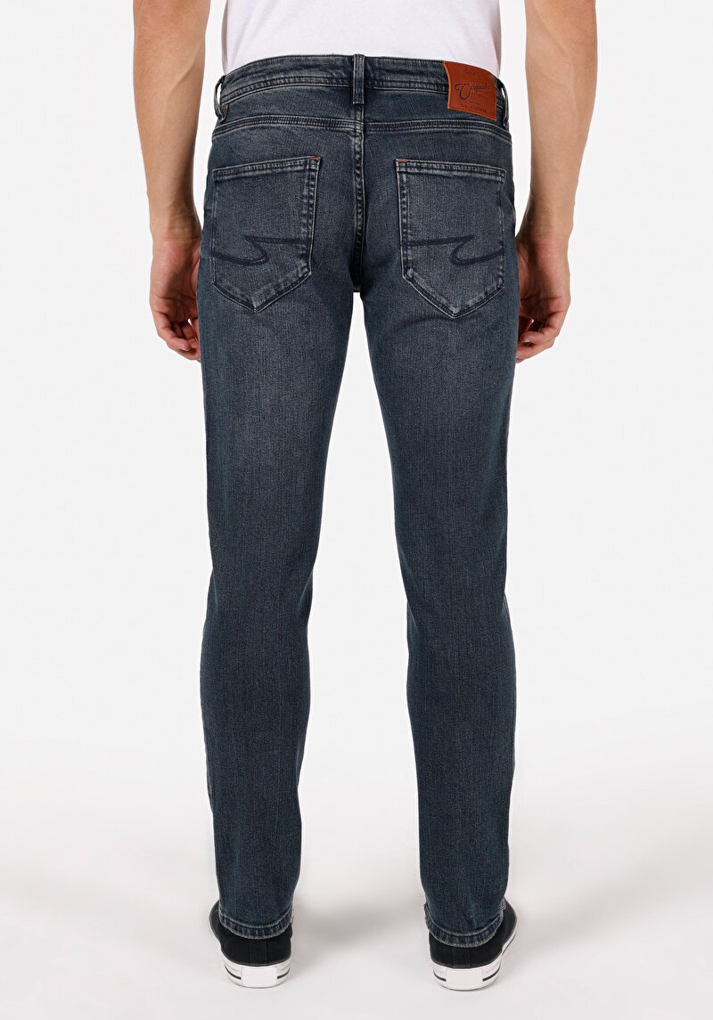 Straight Fit Erkek İndigo Jean Pantolon