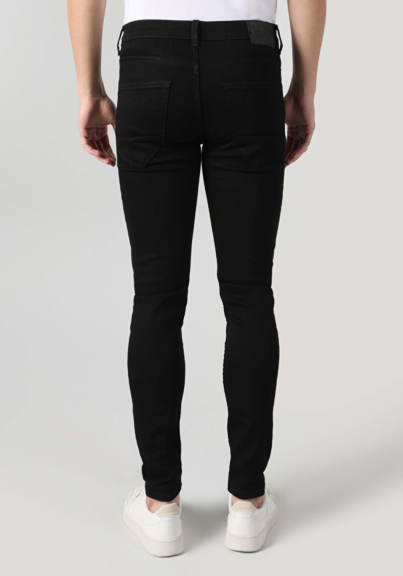 Skinny Fit Düşük Bel Dar Paça Erkek Siyah Jean Pantolon