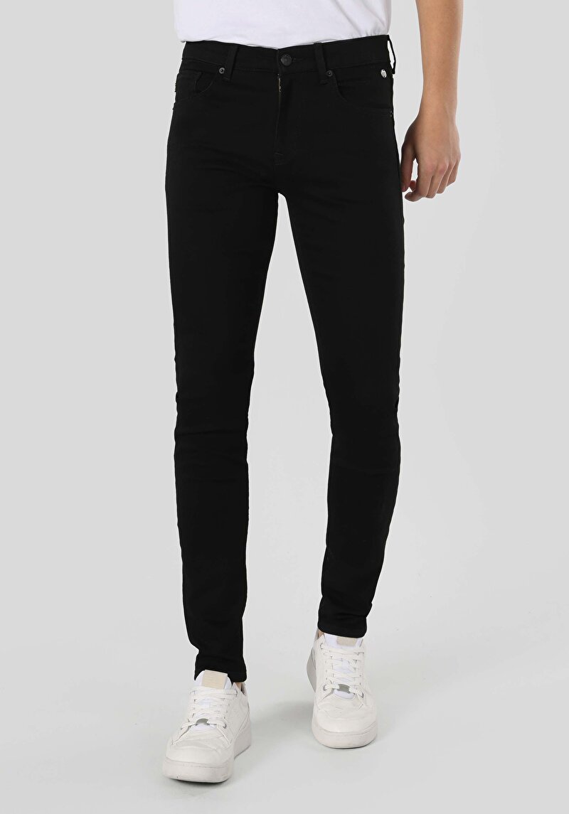 Skinny Fit Düşük Bel Dar Paça Erkek Siyah Jean Pantolon