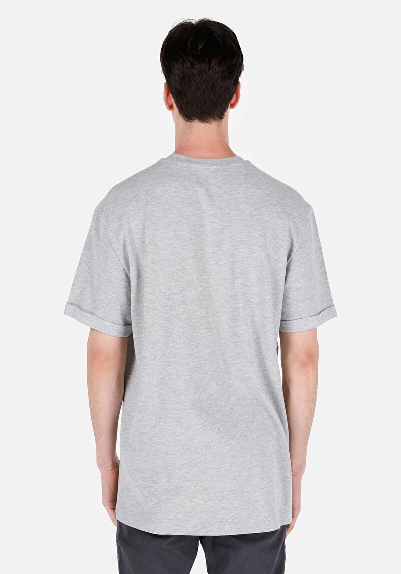 Comfort Fit Yuvarlak Yaka Düz Erkek Gri Kısa Kol Tişört