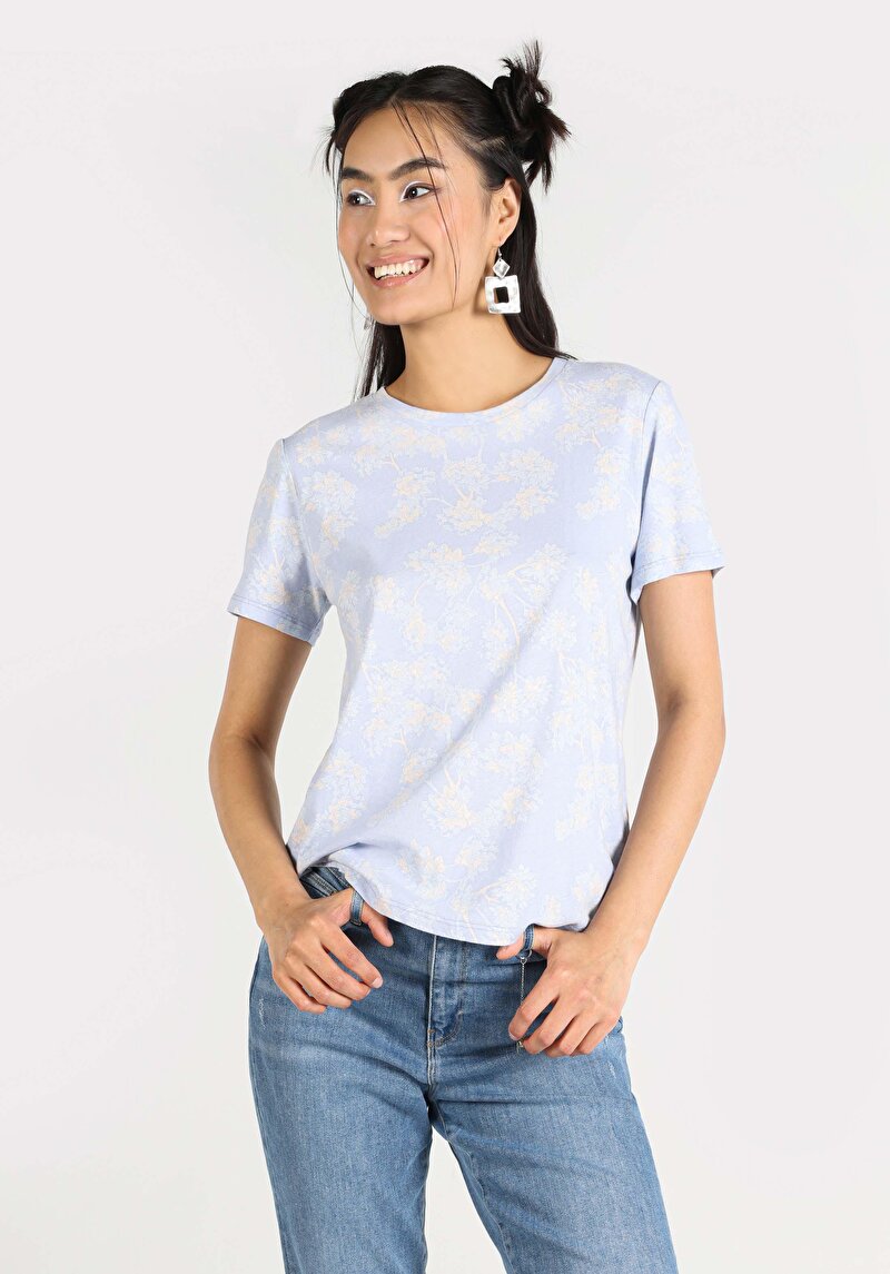 Regular Fit Yuvarlak Yaka Kadın Çok Renkli Kısa Kol Tişört