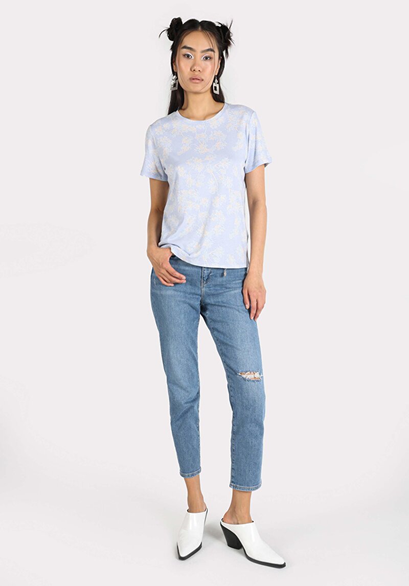 Regular Fit Yuvarlak Yaka Kadın Çok Renkli Kısa Kol Tişört