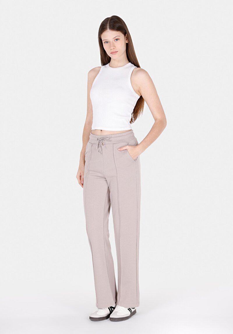 Regular Fit Orta Bel Düz Kadın Taş Eşofman Altı