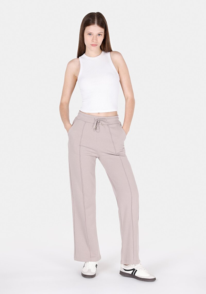 Regular Fit Orta Bel Düz Kadın Taş Eşofman Altı