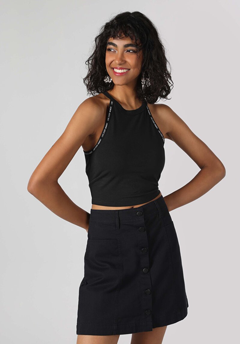 Slim Fit Kadın Siyah Atlet