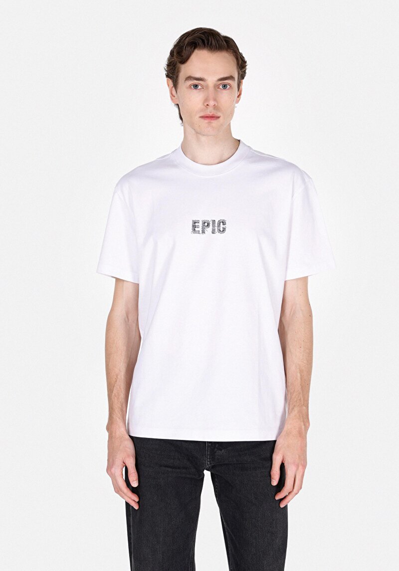 Comfort Fit Yuvarlak Yaka Düz Erkek Beyaz Kısa Kol Tişört