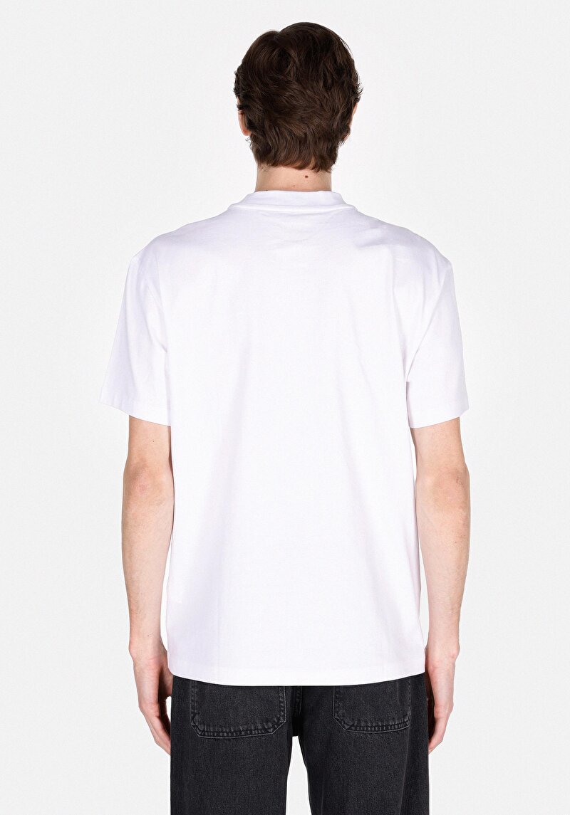 Comfort Fit Yuvarlak Yaka Düz Erkek Beyaz Kısa Kol Tişört